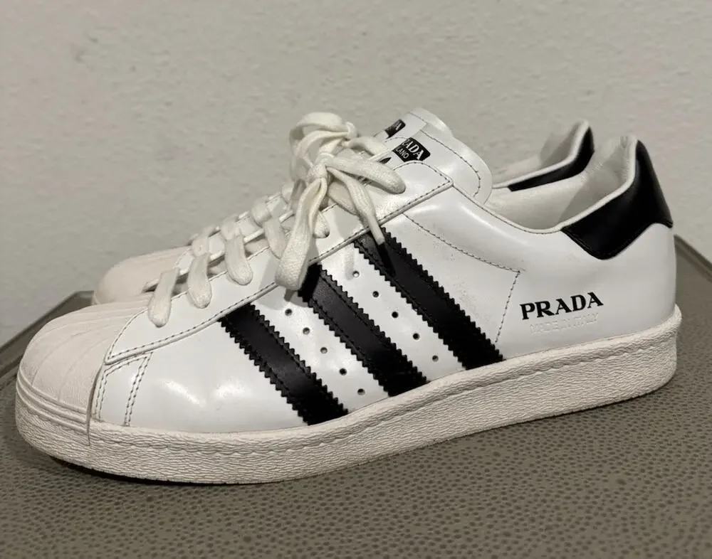 Adidas Superstar x PRADA White Black Men’s Size 9.5 Sneakers